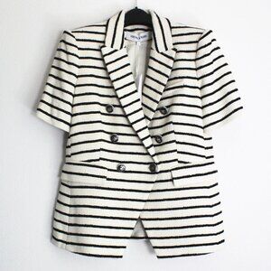 Veronica Beard Jenny Stripe Short Sleeve Cotton Blend Dickey Jacket